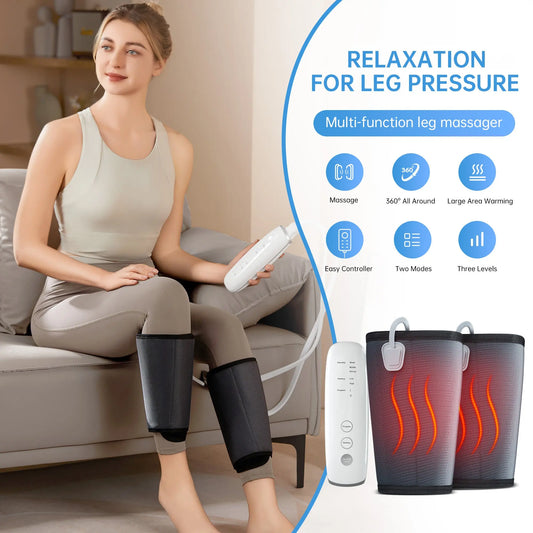 Intelligent Leg Massage Device - 3 Levels Of Pressure And Heat Therapy. Leg Relaxation Therapy Tool. Portable Leg Protection Tech. VYLUX
