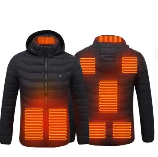 New Heated Jacket Coat USB Electric Jacket Cotton Coat Heater Thermal Clothing Heating Vest Men's Clothes Winter VYLUX
