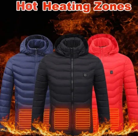 New Heated Jacket Coat USB Electric Jacket Cotton Coat Heater Thermal Clothing Heating Vest Men's Clothes Winter VYLUX