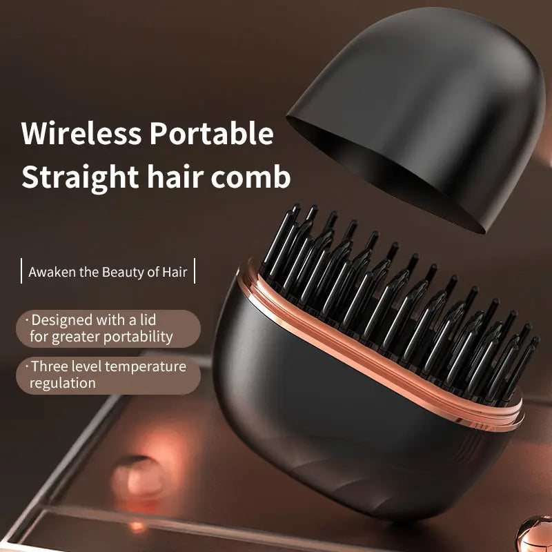 Mini Hair Straightening Comb Wireless Charging Portable Multifunctional Hair Care Not Hurt Hair Styling Comb Hair Straightener VYLUX